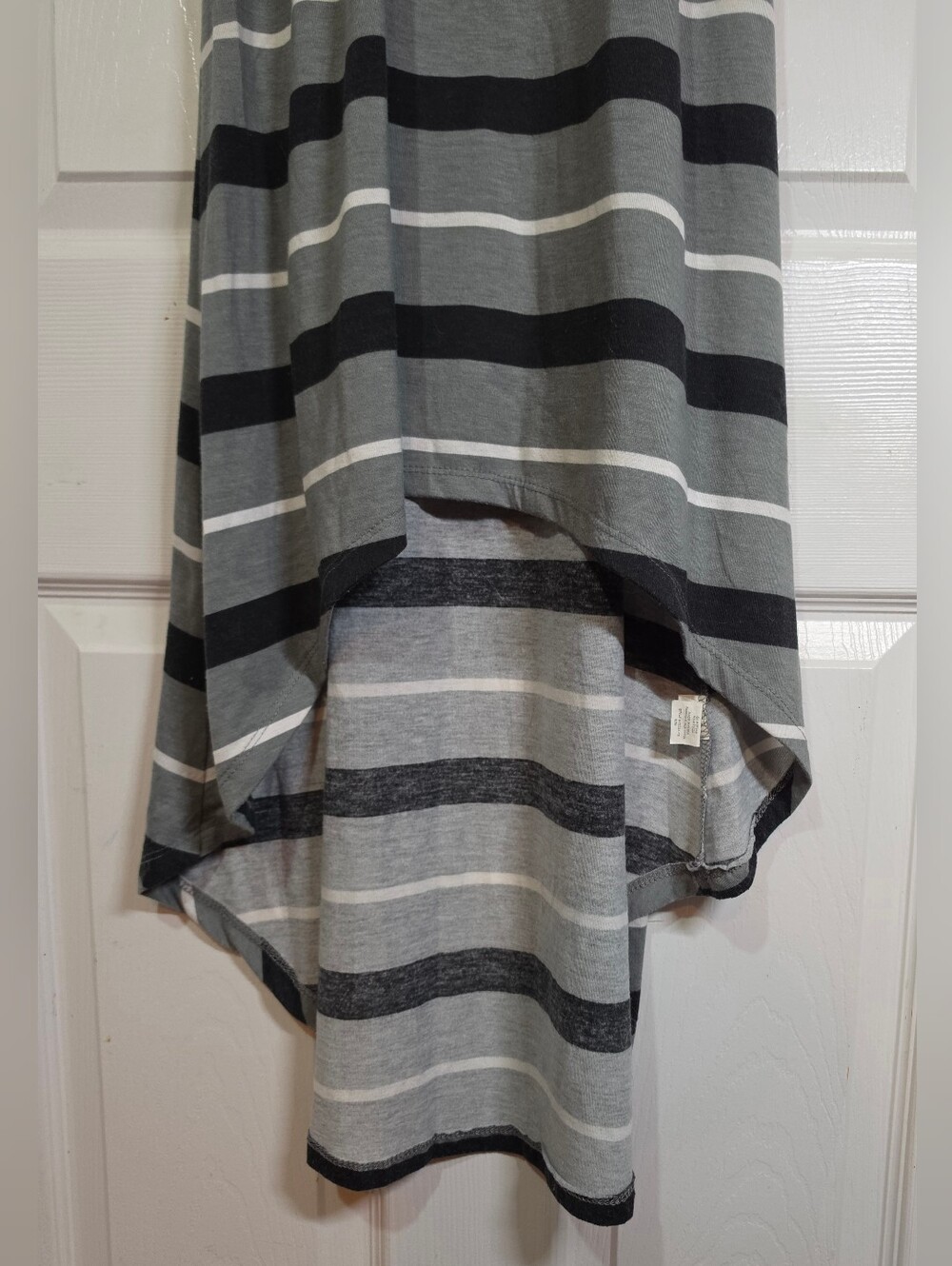 Striped Racerback High-Low Dress - Gray/Black - Picture 4 of 8